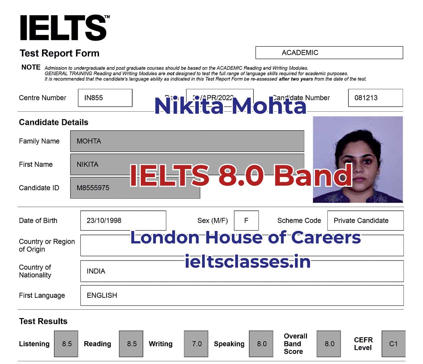 IELTS certificate