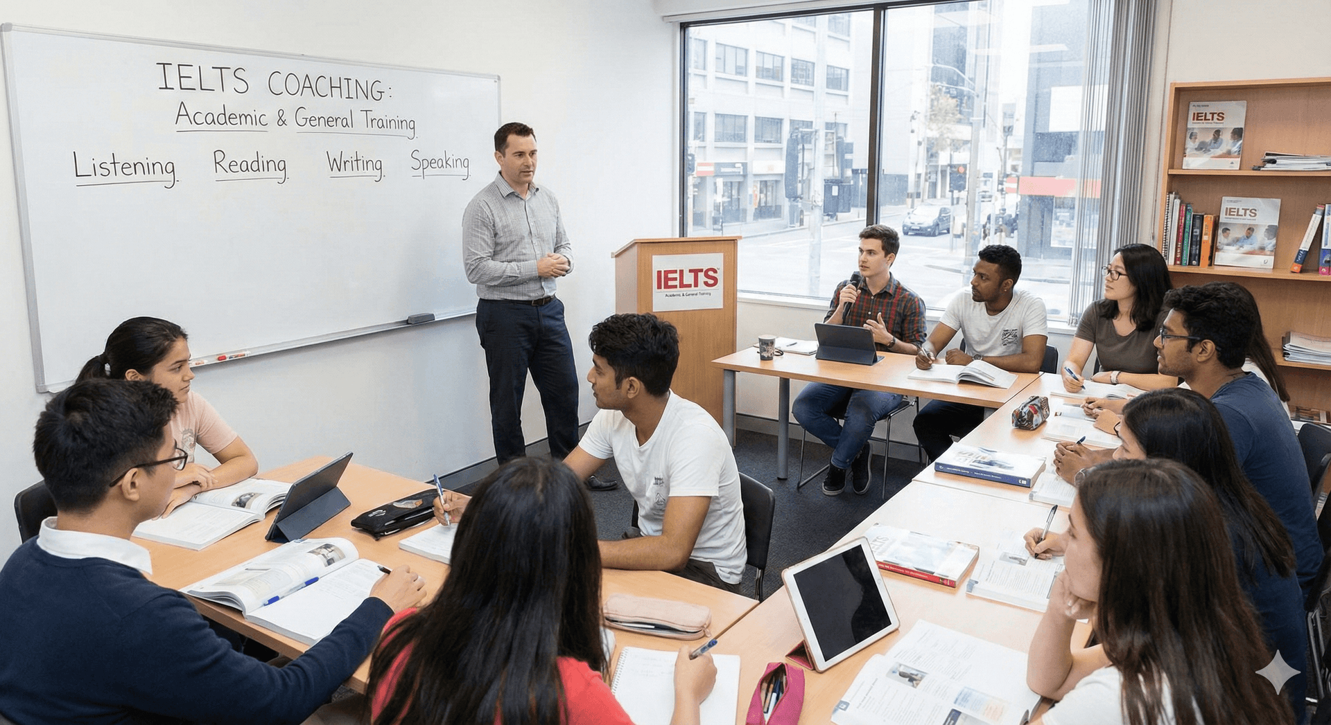 Student studying for IELTS